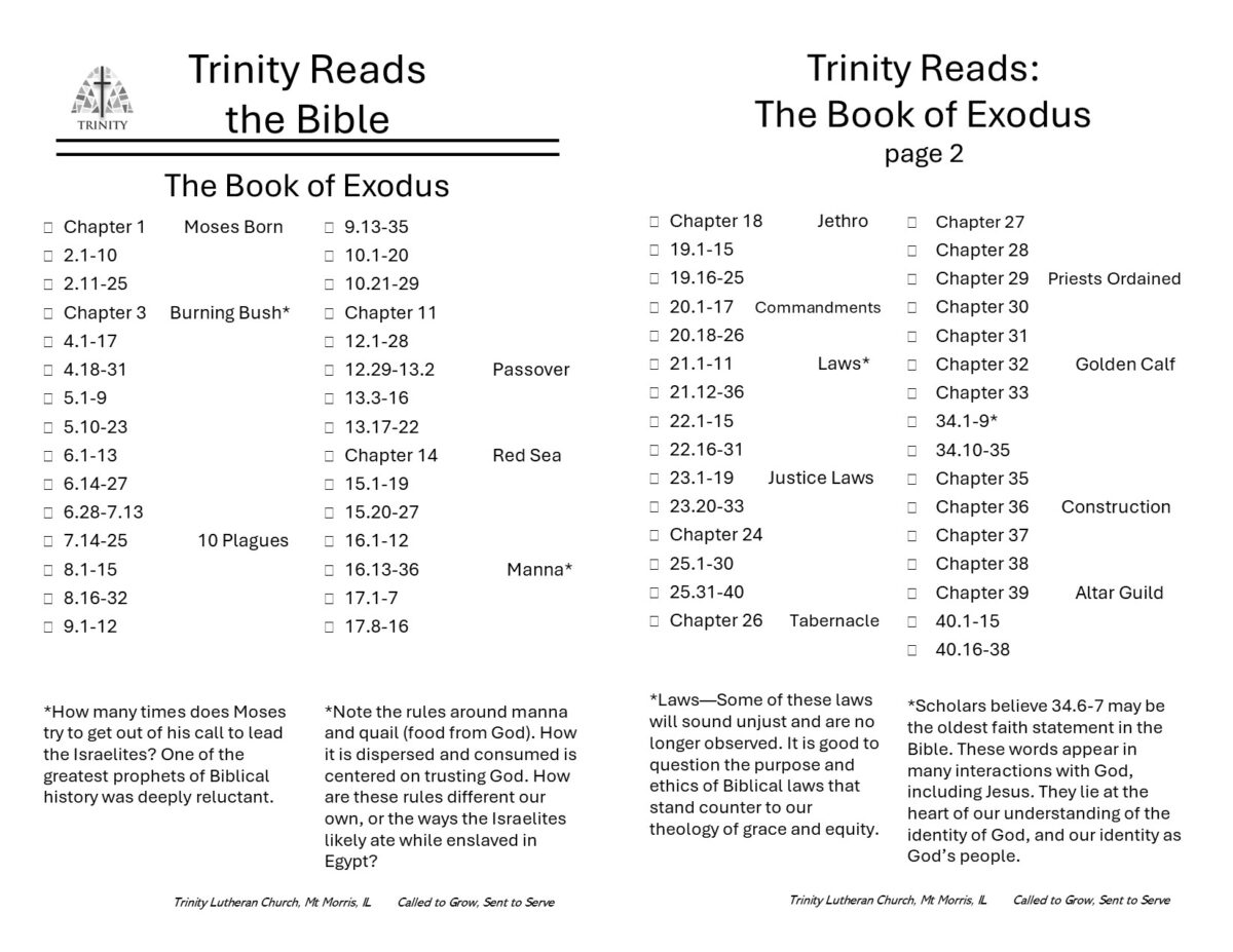 Trinity Reads Exodus 2025-6